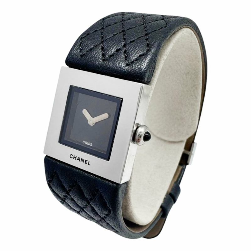 香奈兒 (CHANEL) Matelassé 女士腕錶,黑色錶盤,型號 H0116 QM00028,皮革錶帶,石英機芯-0