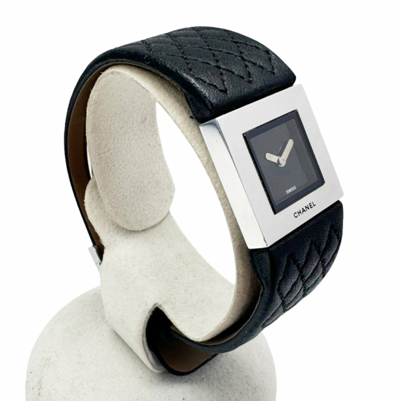 香奈兒 (CHANEL) Matelassé 女士腕錶,黑色錶盤,型號 H0116 QM00028,皮革錶帶,石英機芯-1