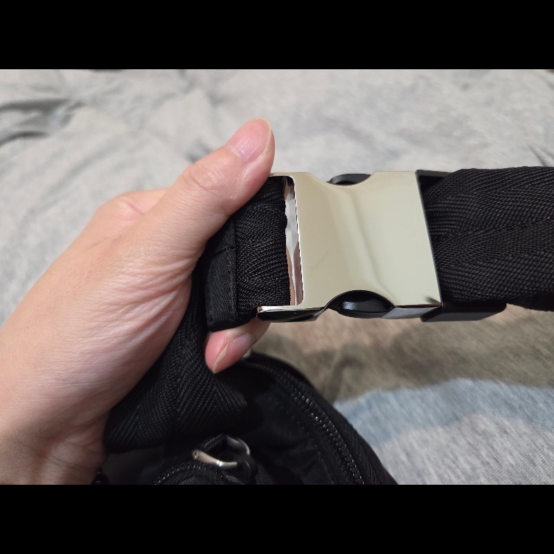 PRADA 三角LOGO經典尼龍拉鍊胸口包/腰包(黑)-13