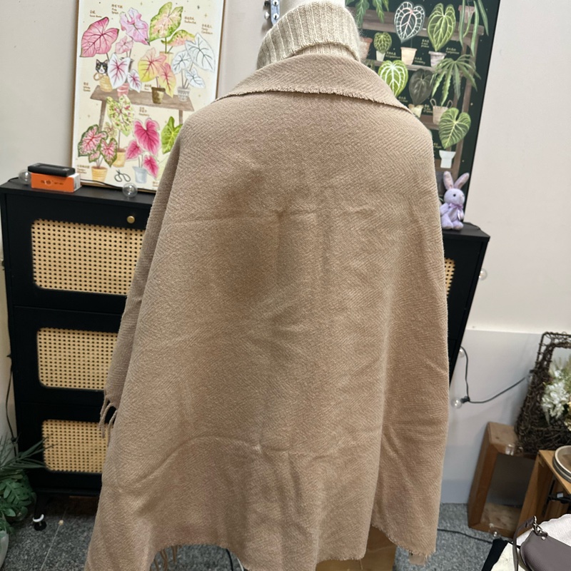 Celine 羊毛淺棕披肩-9