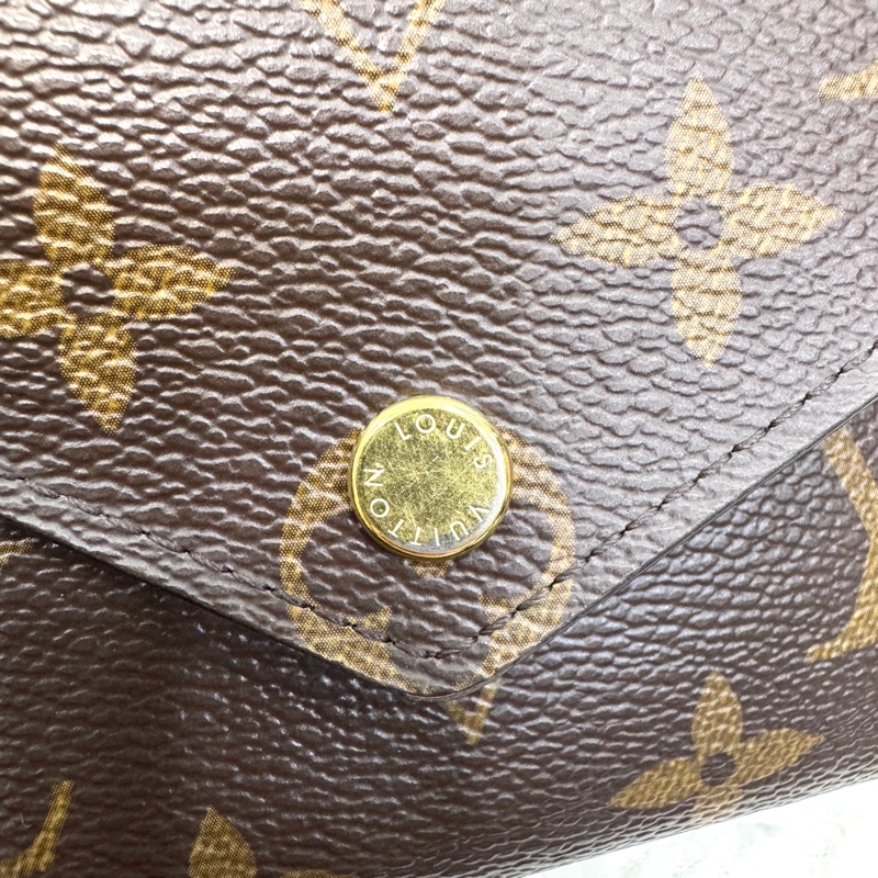 LouisVuitton路易威登LV原花Monogram咖啡色Victorine三折短夾錢包M62472-11