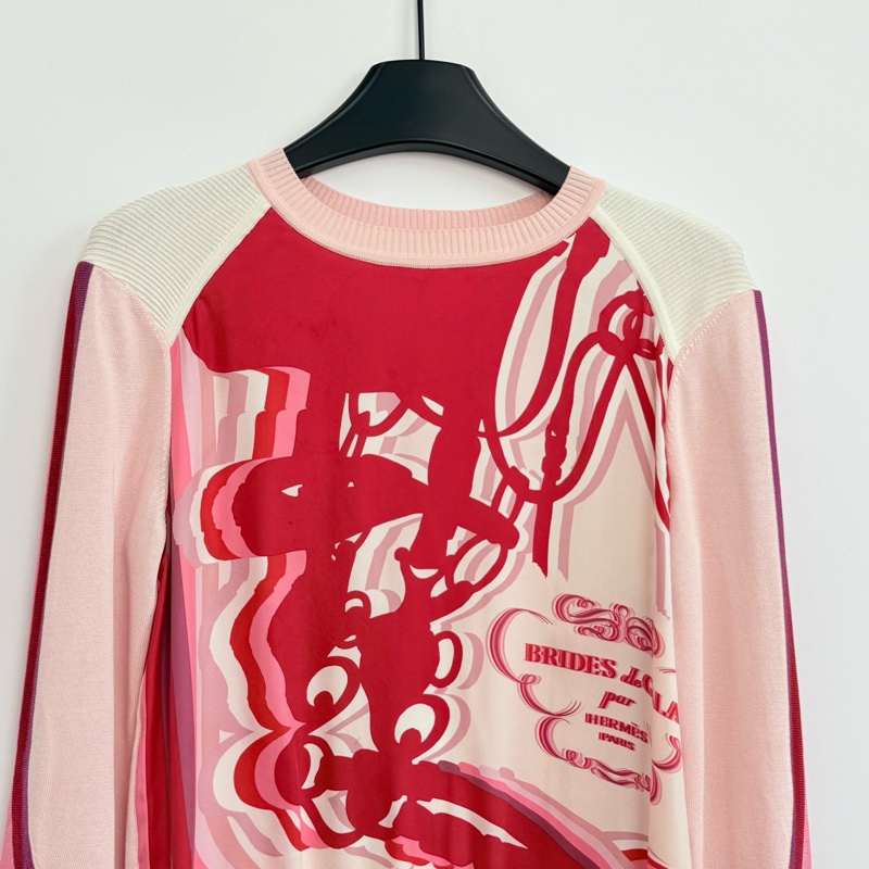 99新/Hermes/愛馬仕/真絲拼接針織衫/34碼-1