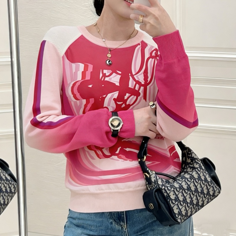 99新/Hermes/愛馬仕/真絲拼接針織衫/34碼-3