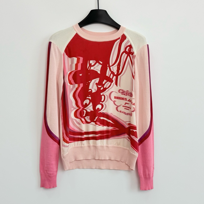 99新/Hermes/愛馬仕/真絲拼接針織衫/34碼-7