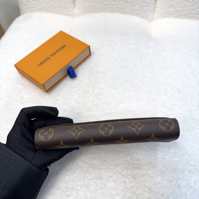 LouisVuitton路易威登LV原花Monogram咖啡色Sarah信封長夾金釦錢包M60531-5