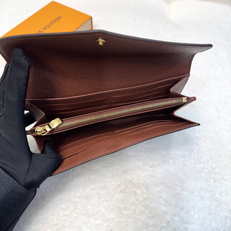 LouisVuitton路易威登LV原花Monogram咖啡色Sarah信封長夾金釦錢包M60531-7