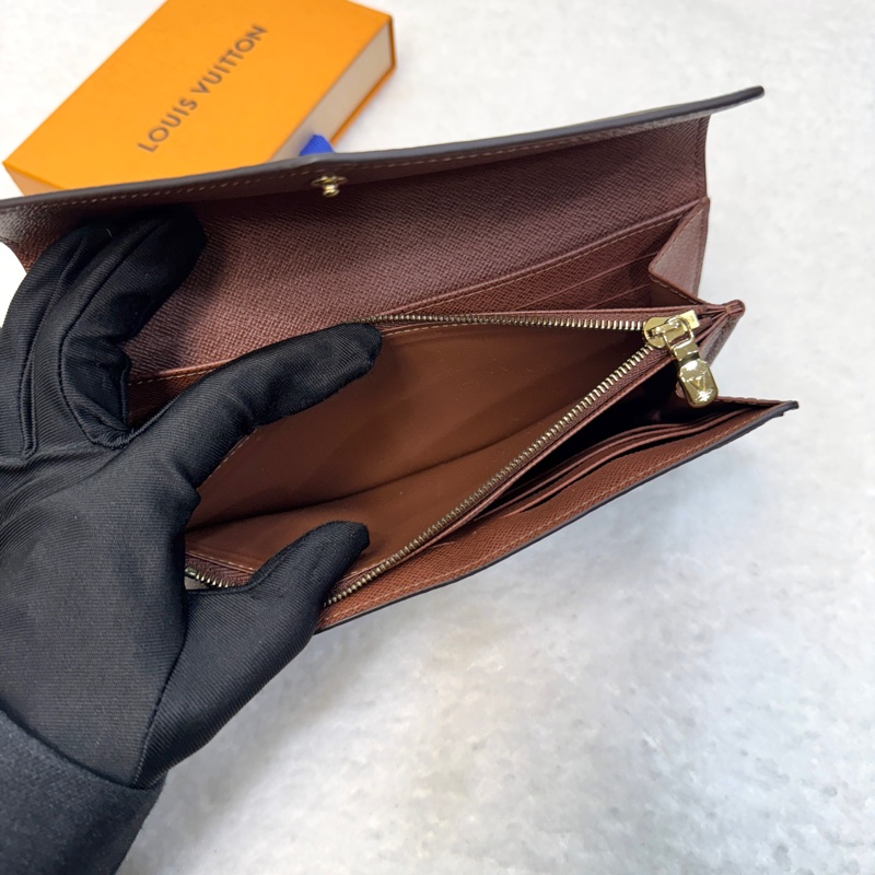 LouisVuitton路易威登LV原花Monogram咖啡色Sarah信封長夾金釦錢包M60531-8