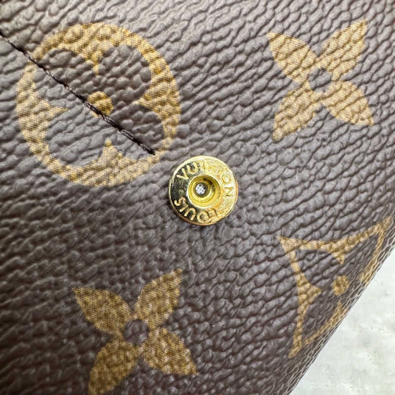 LouisVuitton路易威登LV原花Monogram咖啡色Sarah信封長夾金釦錢包M60531-12