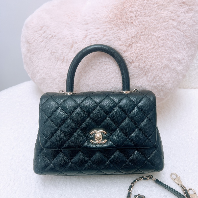 Chanel coco handle 黑金牛皮小號手柄包-0