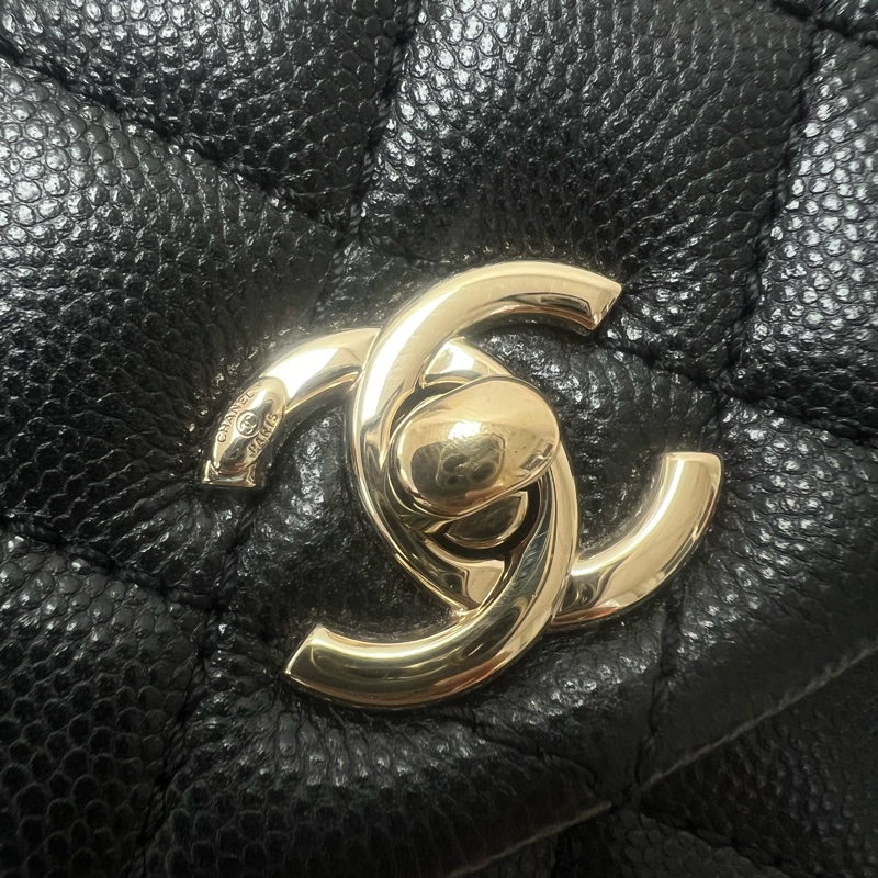 Chanel coco handle 黑金牛皮小號手柄包-4