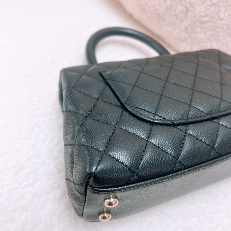 Chanel coco handle 黑金牛皮小號手柄包-9