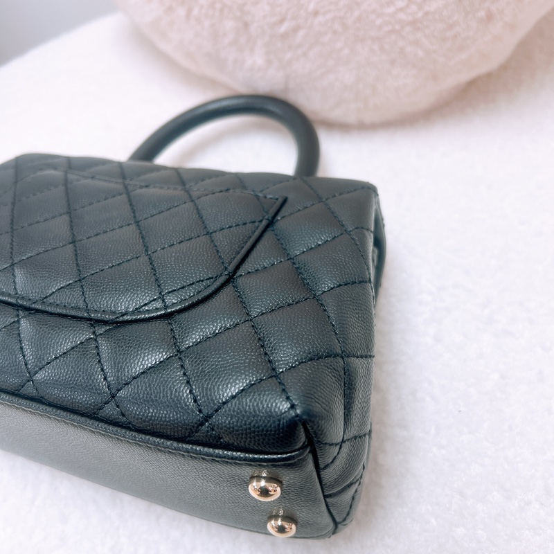 Chanel coco handle 黑金牛皮小號手柄包-10