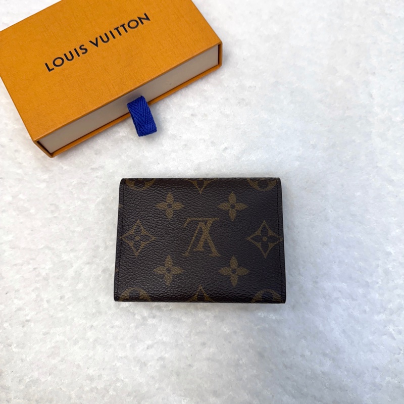 LouisVuitton路易威登LV原花Monogram咖啡色EnveloppeCarteDeVisite名片夾卡片套M63801-1