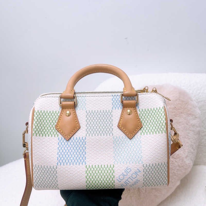 Lv speedy 20 藍綠拼色格波士頓包-2