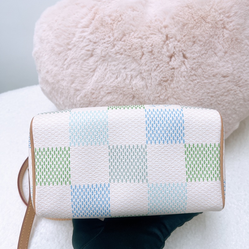 Lv speedy 20 藍綠拼色格波士頓包-3