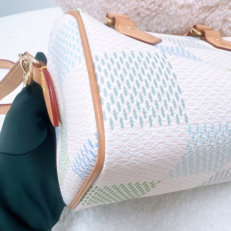 Lv speedy 20 藍綠拼色格波士頓包-4