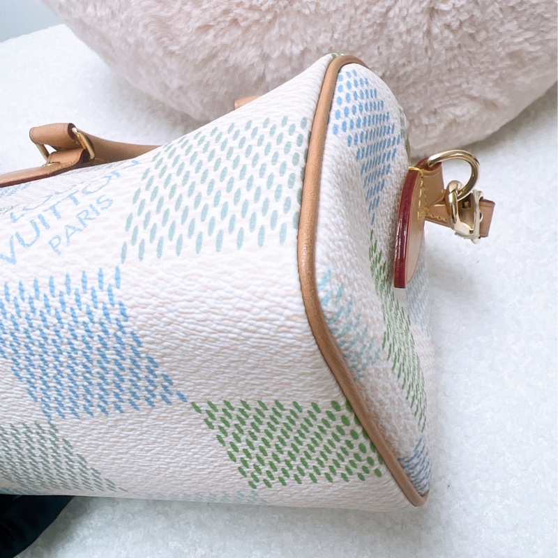 Lv speedy 20 藍綠拼色格波士頓包-5