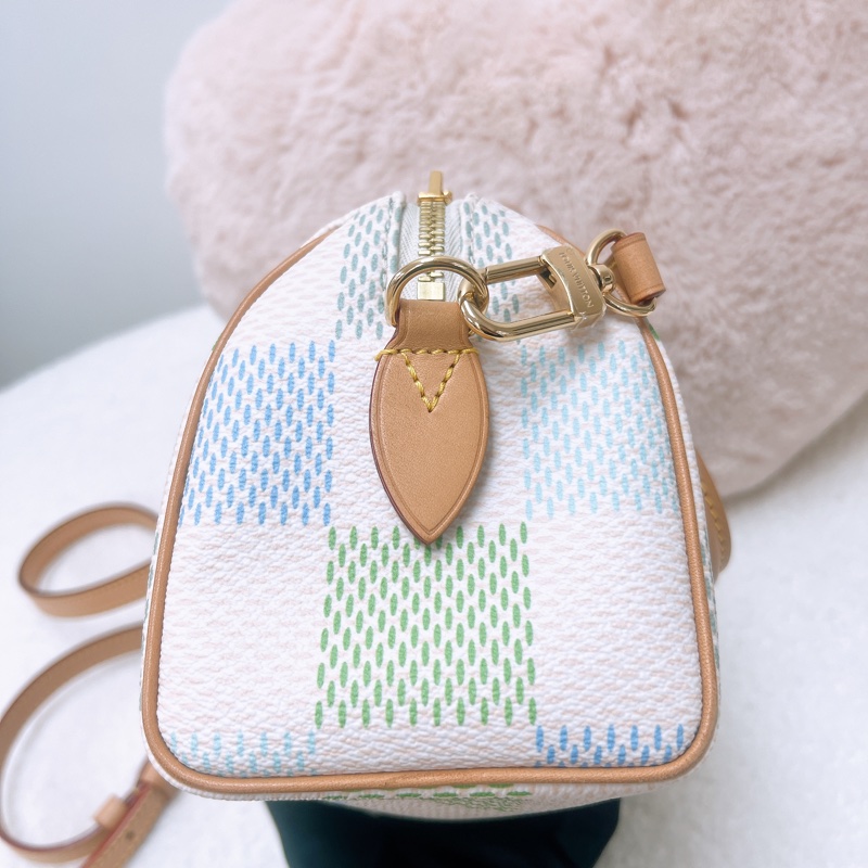 Lv speedy 20 藍綠拼色格波士頓包-6