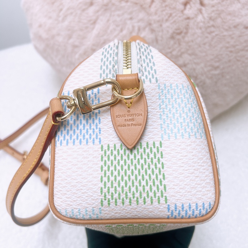 Lv speedy 20 藍綠拼色格波士頓包-7