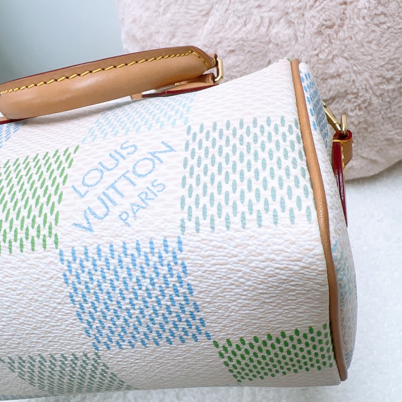 Lv speedy 20 藍綠拼色格波士頓包-8