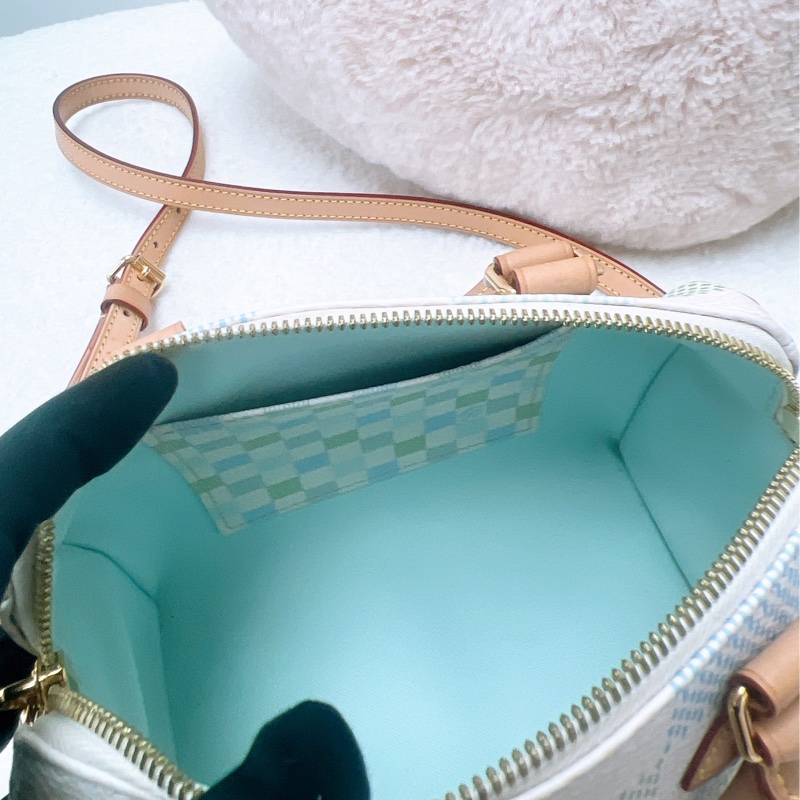 Lv speedy 20 藍綠拼色格波士頓包-13