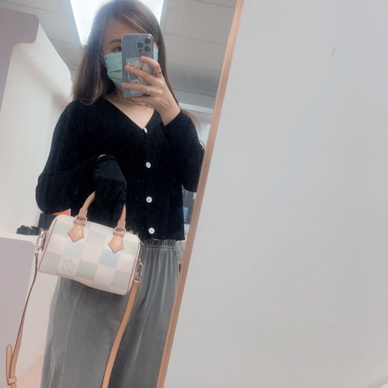 Lv speedy 20 藍綠拼色格波士頓包-14