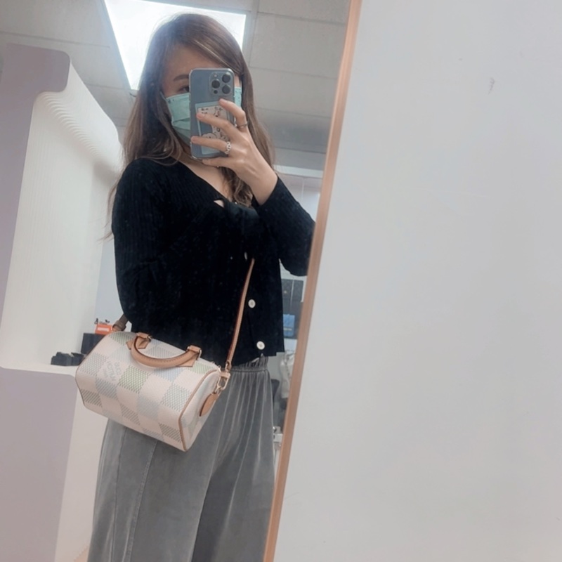 Lv speedy 20 藍綠拼色格波士頓包-15