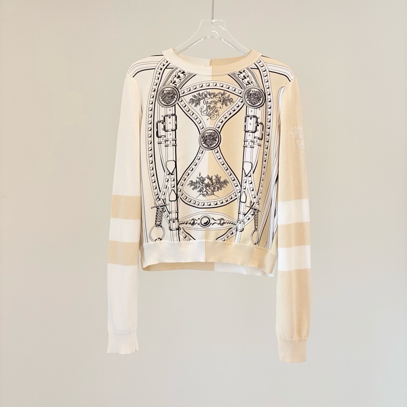 Hermes/愛馬仕/SS22印花針織長袖/38碼/ 肩寬;39 胸圍:94 衣長:50-0