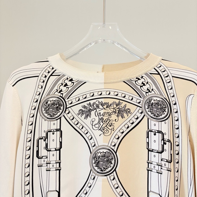 Hermes/愛馬仕/SS22印花針織長袖/38碼/ 肩寬;39 胸圍:94 衣長:50-1