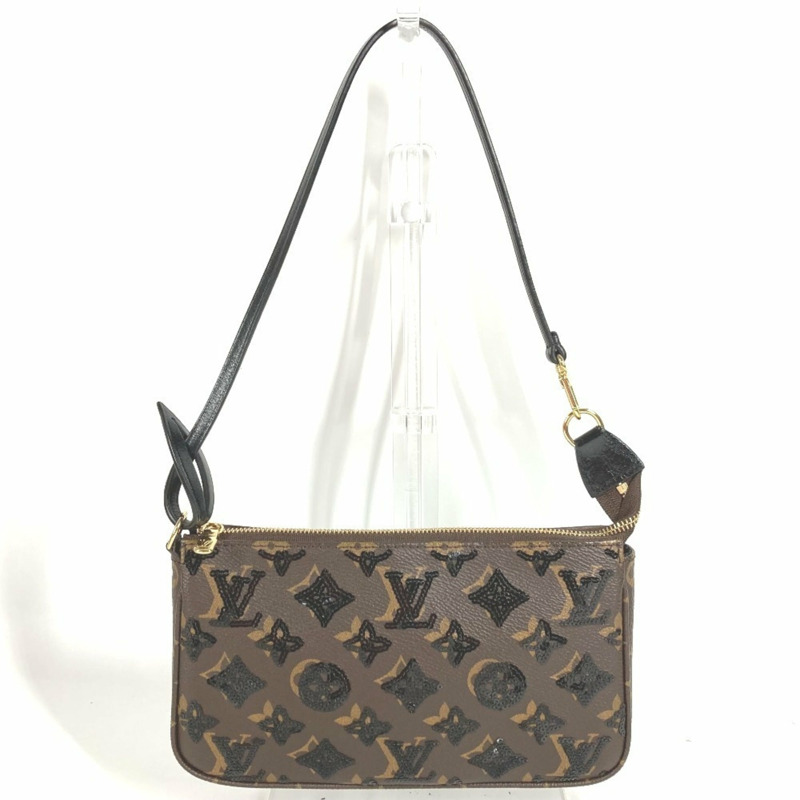 路易威登 M26473 Monogram Sequin Pochette Accessoires 手提包/配件包/肩包/帆布包/女士棕色 近全新-0