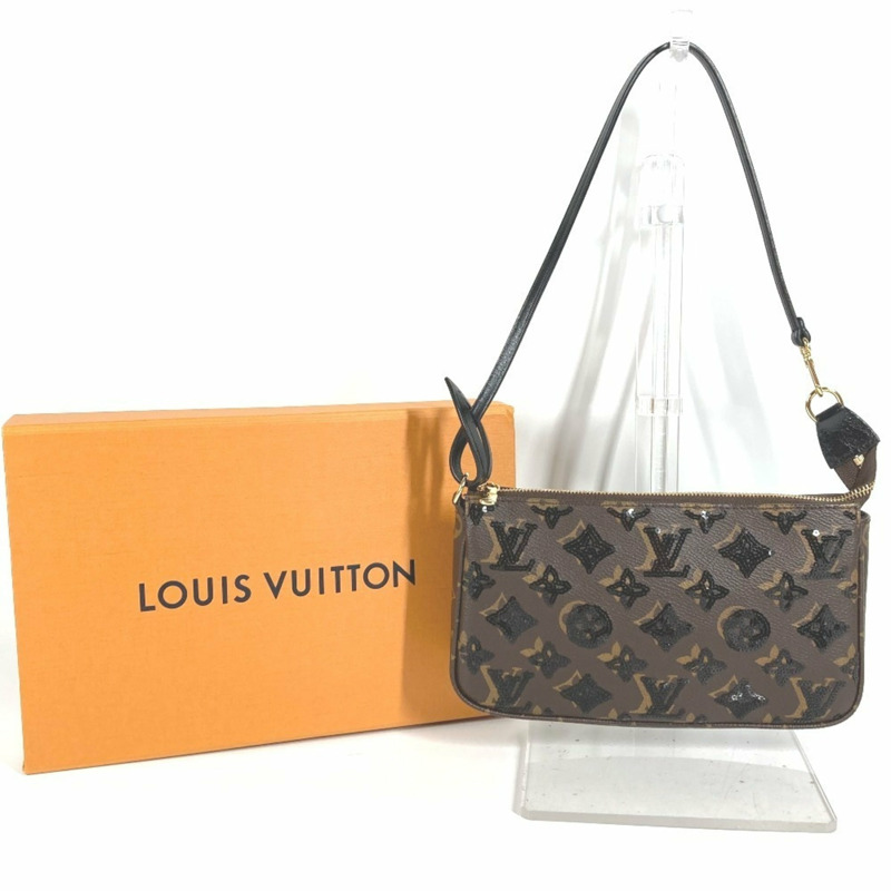 路易威登 M26473 Monogram Sequin Pochette Accessoires 手提包/配件包/肩包/帆布包/女士棕色 近全新-13
