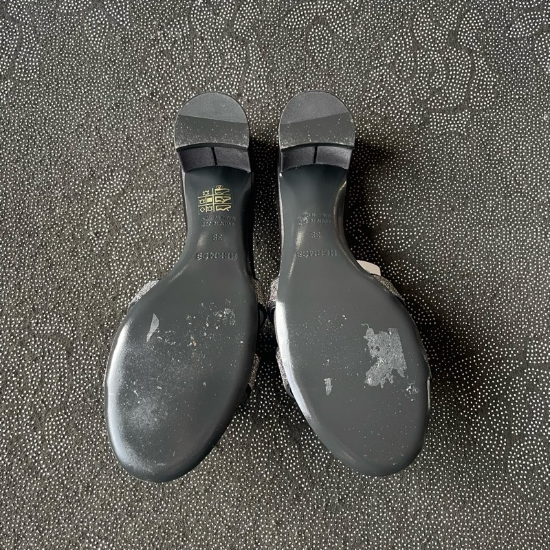 99新未使用 愛馬仕細鑽高跟h拖38碼-9