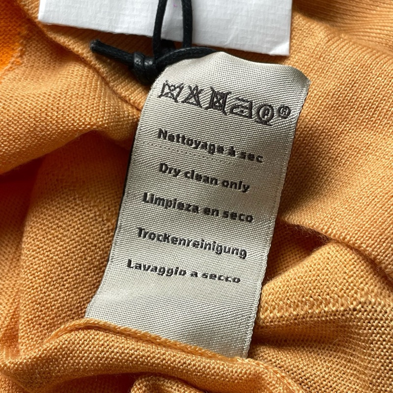 Hermes/愛馬仕/暖橙色系波浪紋高領中袖針織衫/S碼 肩寬:45 胸圍:96 衣長:66-10