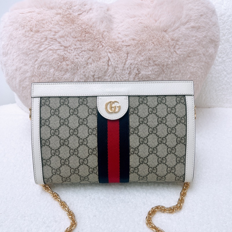 Gucci ophidia hobo 白色老花鏈條包-0