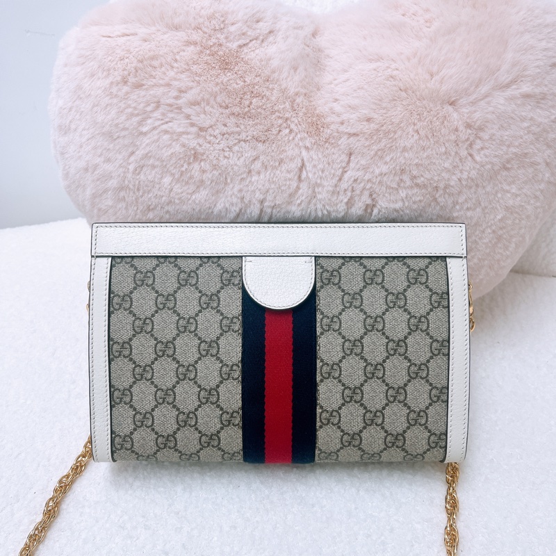 Gucci ophidia hobo 白色老花鏈條包-5