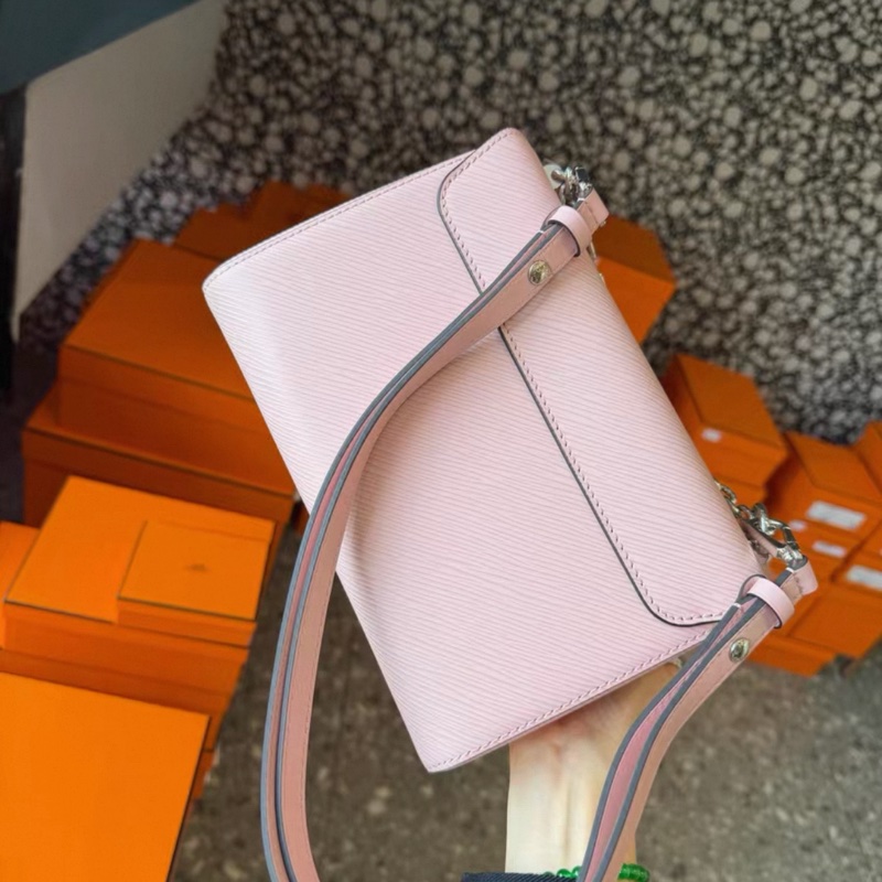 Lv 鏡款雙肩帶編織櫻花粉twist中號-1