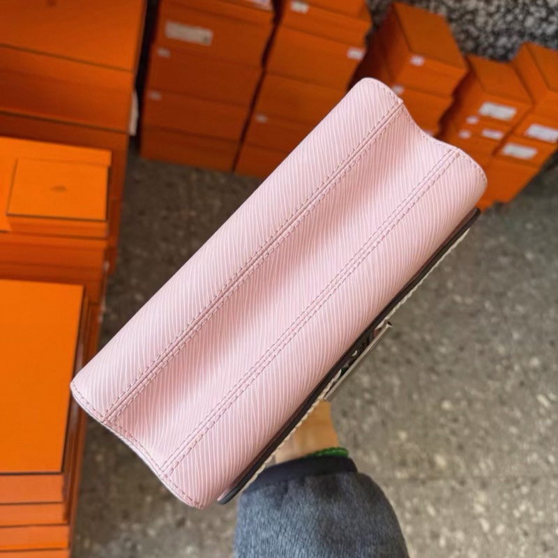 Lv 鏡款雙肩帶編織櫻花粉twist中號-2