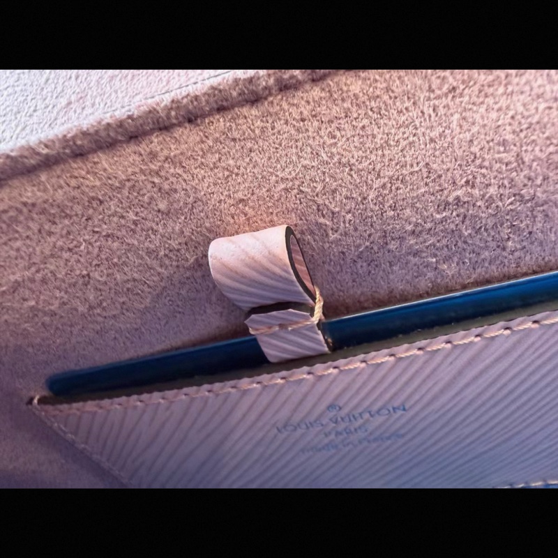 Lv 鏡款雙肩帶編織櫻花粉twist中號-5