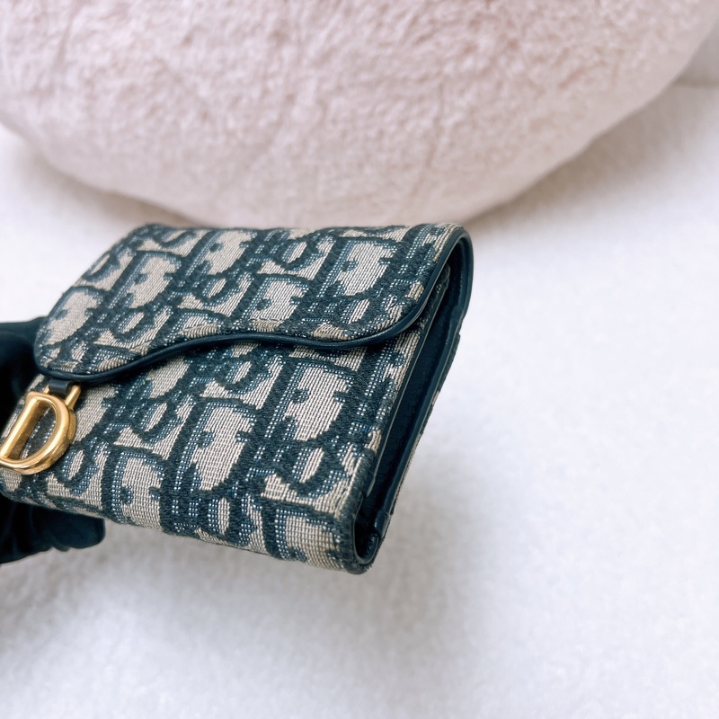 Dior saddle lotus 藍色老花三摺皮夾/短夾-2