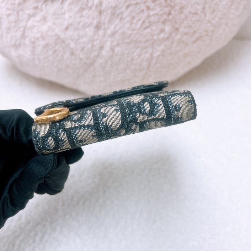 Dior saddle lotus 藍色老花三摺皮夾/短夾-3