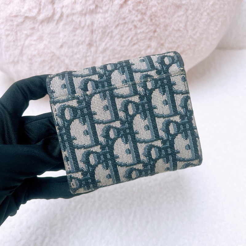 Dior saddle lotus 藍色老花三摺皮夾/短夾-5