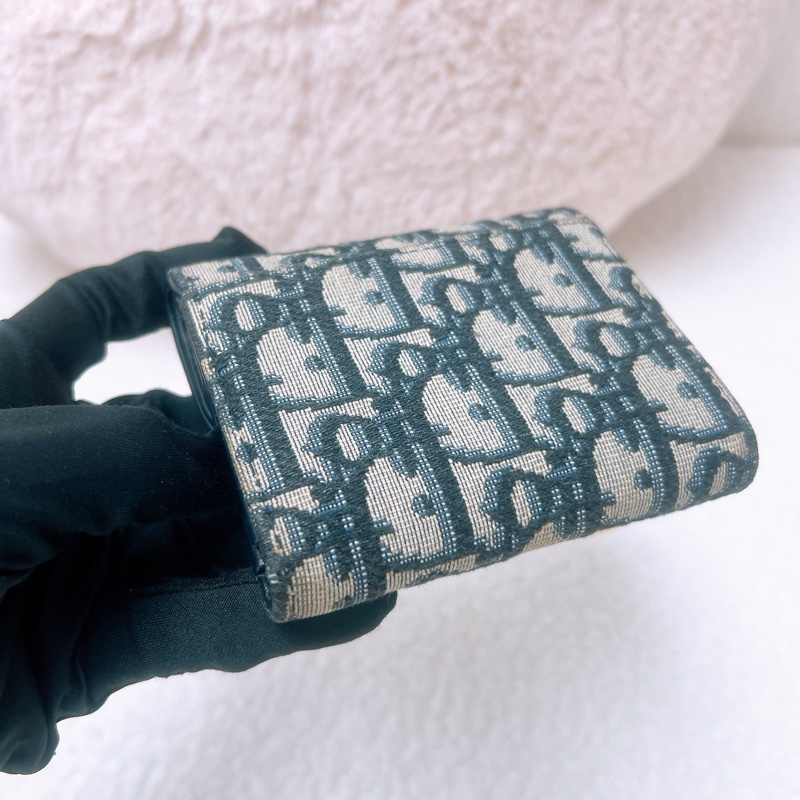 Dior saddle lotus 藍色老花三摺皮夾/短夾-6