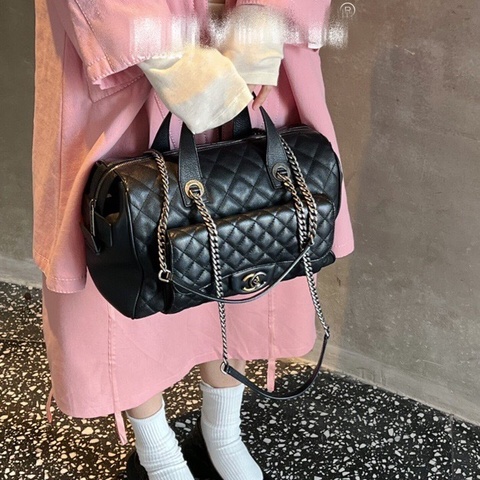 Chanel 限量黑金鴛鴦扣✨荔枝牛皮鏈條托特包 Tote