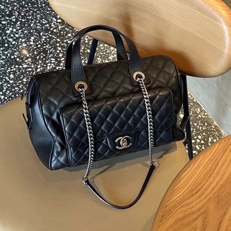 Chanel 限量黑金鴛鴦扣✨荔枝牛皮鏈條托特包 Tote-1