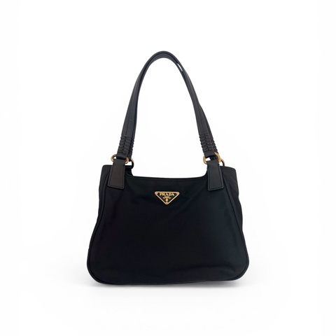 PRADA 黑金尼龍托特包
