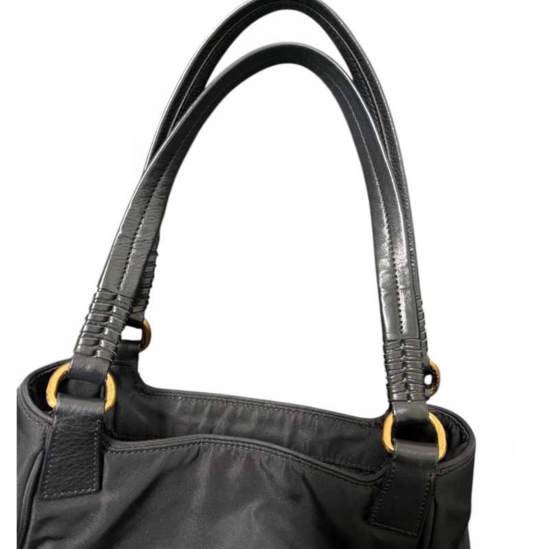 PRADA 黑金尼龍托特包-9