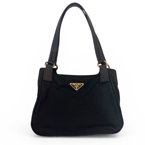 PRADA 黑金尼龍托特包