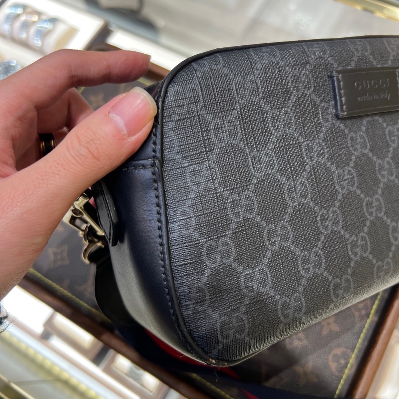 Gucci 古馳男包老花GG Supreme相機包帆布材質-2