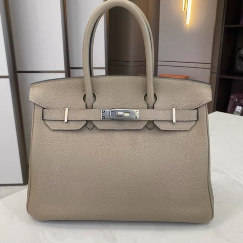 Hermes愛馬仕 birkin 30斑鳩灰togo皮銀扣框K 鎖具