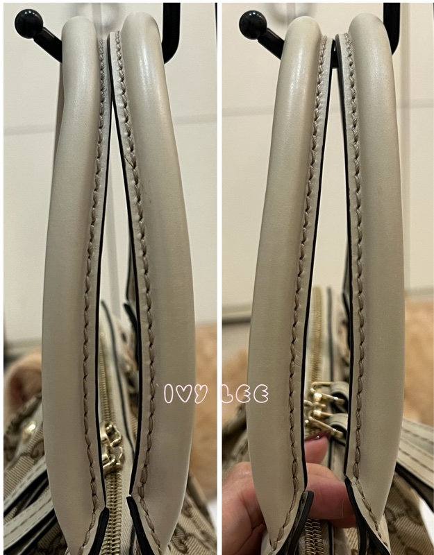 Gucci 烏木色 緹花帆布 白色牛皮飾邊 兩用包 247902 斜背包 肩背手提 正品 二手精品-5